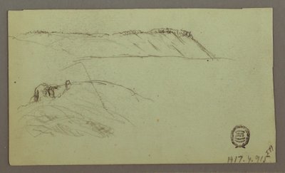 Tegning, Ruiner omgivet af mure, telte, to figurstudier, 28. april 1868 af Frederic Edwin Church