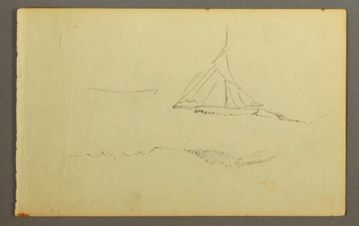 Tegning, Sejlbåd set fra bagbord side, 1845 af Frederic Edwin Church