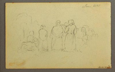 Tegning, Sejlbåd set fra bagbord side, 1845 af Frederic Edwin Church