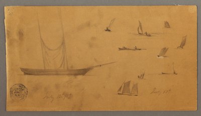 Tegning, Sejlbådsstudier, 12.-13. juli 1859 af Frederic Edwin Church