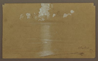 Tegning, havlandskab, Bloxburgh; bagside: Bakker og hav, august 1865 af Frederic Edwin Church