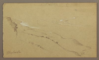 Tegning, Strand og hav, "Bloxburgh", august 1865 af Frederic Edwin Church