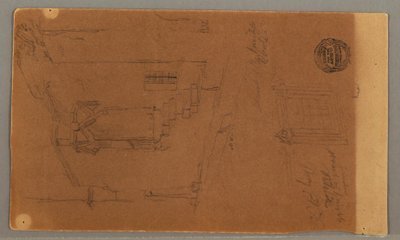 Tegning, Sidebillede af bygning, vindue, 29. maj 1868 af Frederic Edwin Church