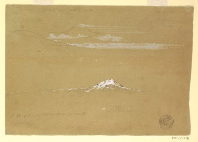 Tegning, Sincholagua, morgen, fra Solens Tempel, Quito, 24. juni 1857 af Frederic Edwin Church