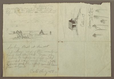 Tegning, Skitser fra Calé, Colombia, juli 1853 af Frederic Edwin Church