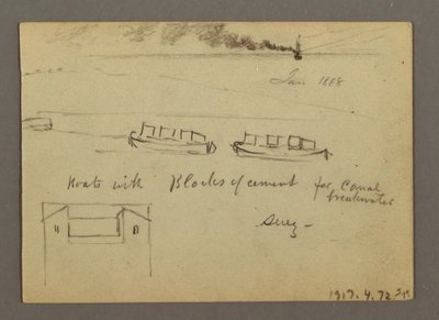 Tegning, Skitser fra Mellemøsten, herunder Suezkanalen, januar 1868 af Frederic Edwin Church