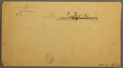 Tegning, Himmelstudie over højderyg, juni 1882 af Frederic Edwin Church