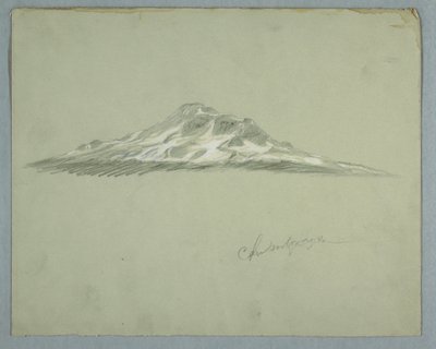 Tegning, den snedækkede top af Mount Chimborazo, Ecuador, juli 1857 af Frederic Edwin Church