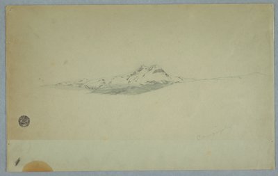 Tegning, snedækket top af vulkan, 1850-60 af Frederic Edwin Church