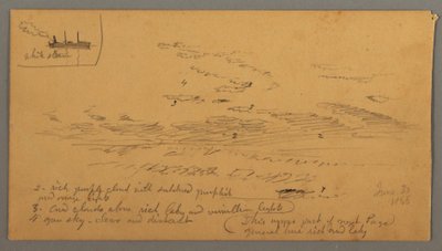 Tegning, Dampskib, himmelstudie, 30. juni 1866 af Frederic Edwin Church