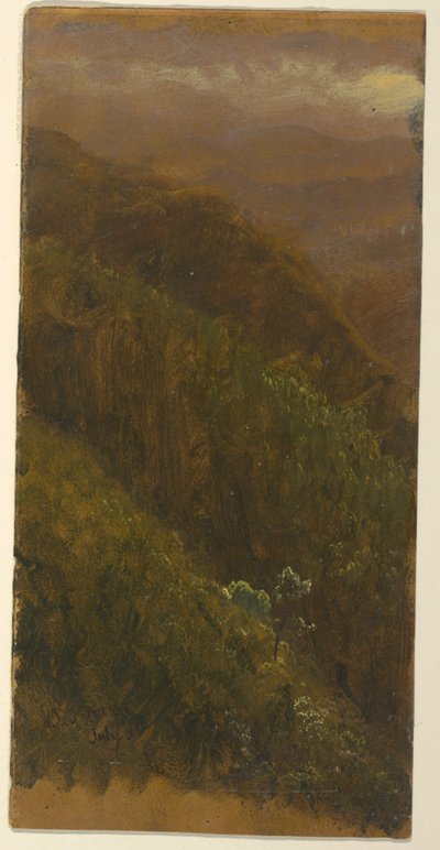 Tegning, stejl bjergskråning, juli 1865 af Frederic Edwin Church