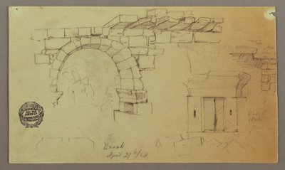 Tegning, stenbue, stenbase, 27. april 1868 af Frederic Edwin Church