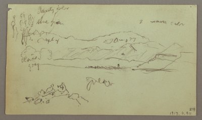 Tegning, stenbue, stenbase, 27. april 1868 af Frederic Edwin Church