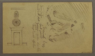 Tegning, studier af borddele, muligvis 1868-69 af Frederic Edwin Church