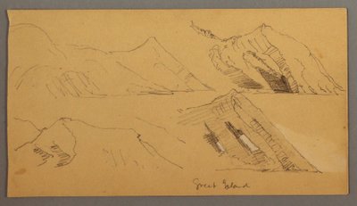 Tegning, Studie af klipper, muligvis 1859 af Frederic Edwin Church