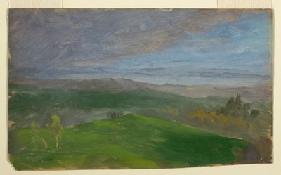 Tegning, sommerudsigt, Hudson Valley, New York, 1870-80 af Frederic Edwin Church