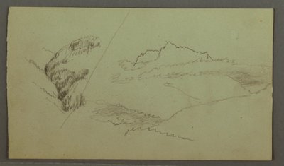 Tegning, Toppen rejser sig over skyerne, smal dal, muligvis 1868 af Frederic Edwin Church