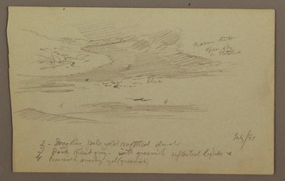 Tegning, topmøde og himmel, juli 1881 af Frederic Edwin Church
