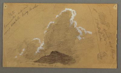 Tegning, Topmøde med store skyer, muligvis 1868 af Frederic Edwin Church