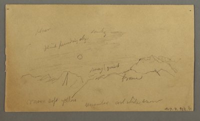 Tegning, Topmøde med store skyer, muligvis 1868 af Frederic Edwin Church