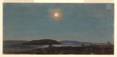 Tegning, Solen eller månen står op over Porcupine Islands, Bar Harbor, ca. 1860 af Frederic Edwin Church