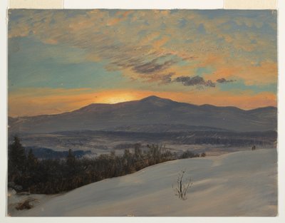 Tegning, Solnedgang over Hudson Valley, vinter, 1870-80 af Frederic Edwin Church
