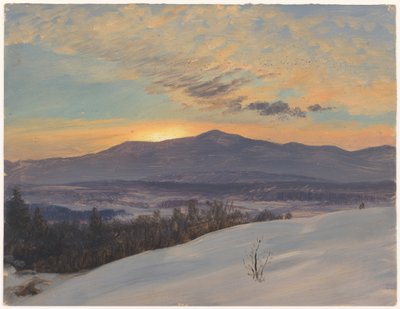 Tegning, Solnedgang over Hudson Valley, vinter, 1870-80 af Frederic Edwin Church