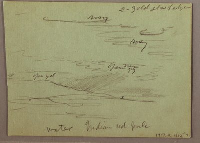 Tegning, solnedgang, barn der spiser, 22. december 1870 af Frederic Edwin Church
