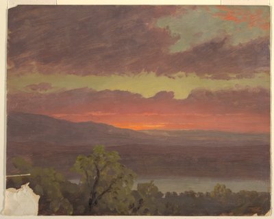 Tegning, solnedgang på Jamaica, Vestindien, 1865-66 af Frederic Edwin Church