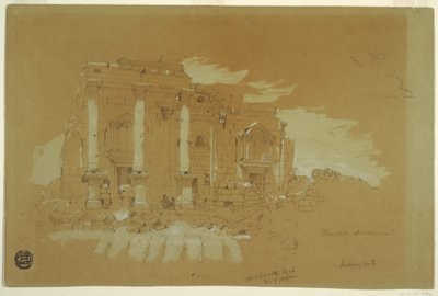 Tegning, templet i Mismiyeh, Syrien, 28. april 1868 af Frederic Edwin Church