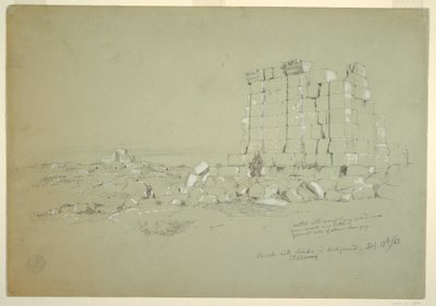Tegning, tempel med Semua [nuværende as-Samu] i det fjerne, 17. februar 1868 af Frederic Edwin Church