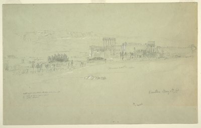 Tegning, templer, Baalbek, 6. maj 1868 af Frederic Edwin Church