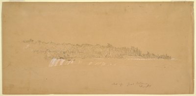 Tegning, Terrapin Rocks amp; den østlige del af Goat Island fra den canadiske bred, august 1858 af Frederic Edwin Church