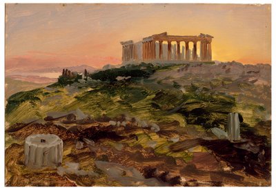 Tegning, Parthenon set fra sydøst, april 1869 af Frederic Edwin Church