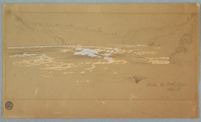 Tegning, Floden "Under hvirvelstrømmen", september 1858 af Frederic Edwin Church