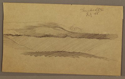 Tegning, tordenvejr over højderyggen, juli 1866 af Frederic Edwin Church