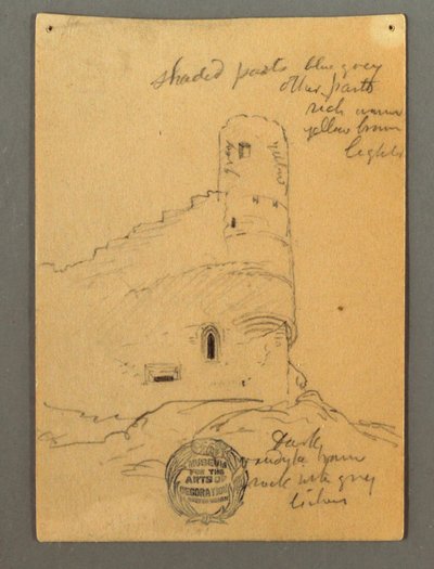Tegning, tårnet på slottet, Sion, muligvis 1868 af Frederic Edwin Church