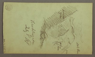 Tegning, tårne, tage, spids, tag, juli 1868 af Frederic Edwin Church