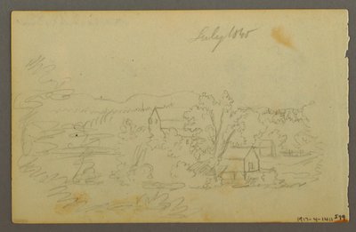 Tegning, træer, ko, 1844 af Frederic Edwin Church