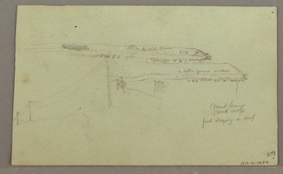 Tegning, To hoveder, ruiner, muligvis 1868 af Frederic Edwin Church