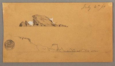 Tegning, to isbjerge, 4. juli 1859 af Frederic Edwin Church