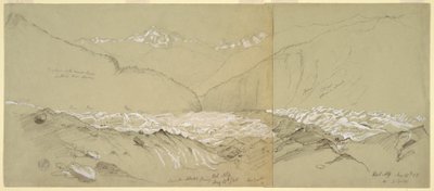 Tegning, Øvre Aletsch-gletsjer med det store Fusshorn, 1868 af Frederic Edwin Church