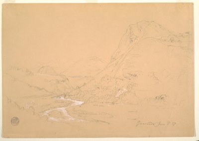 Tegning, dalen nær Guaranda, 3. juni 1857 af Frederic Edwin Church