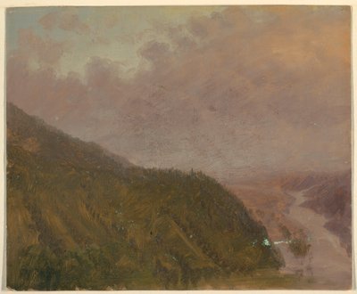 Tegning, Dal fra toppen af en høj bakke (Europa), 1860-70 af Frederic Edwin Church