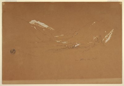 Tegning, dalen "nær Golling", Østrig, 5. august 1868 af Frederic Edwin Church
