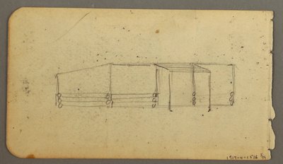 Tegning, bagside: diagram af kahyt, muligvis 1878 af Frederic Edwin Church