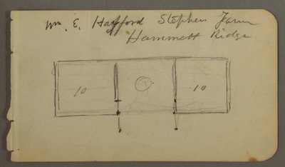 Tegning, bagside: diagram af kahyt, muligvis 1878 af Frederic Edwin Church