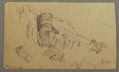 Tegning, Udsigt over Wady el-Arabah, 20. februar 1868 af Frederic Edwin Church