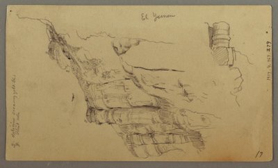 Tegning, Udsigt over Wady el-Arabah, 20. februar, muligvis 1868 af Frederic Edwin Church