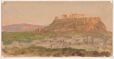 Tegning, Udsigt over Akropolis fra syd, Athen, april 1869 af Frederic Edwin Church